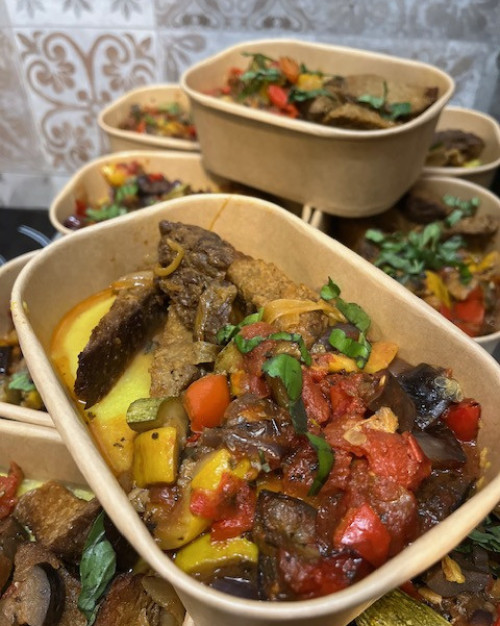 Polentina de maïs, ratatouille basilic