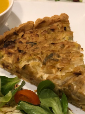 Tarte  poireaux, chèvre, noix